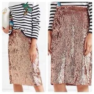J Crew Rose Gold Sequined Skirt Size 2 NWT